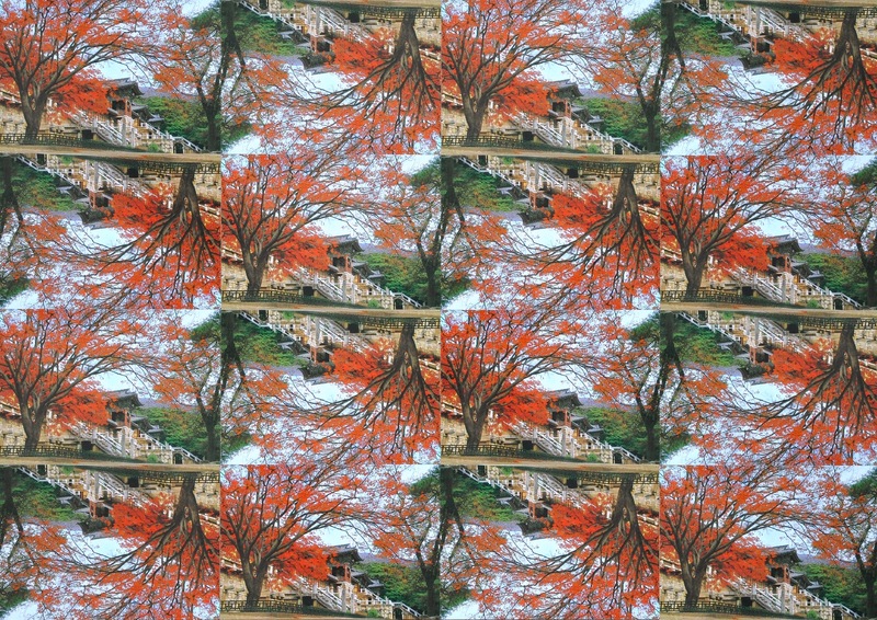 Uwe Poth - Korea, 2002, postcard assemblage on aluminium