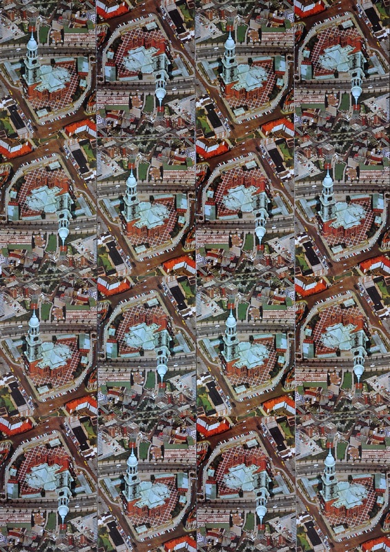 Uwe Poth - Hamburg, 1974, postcard assemblage on aluminium