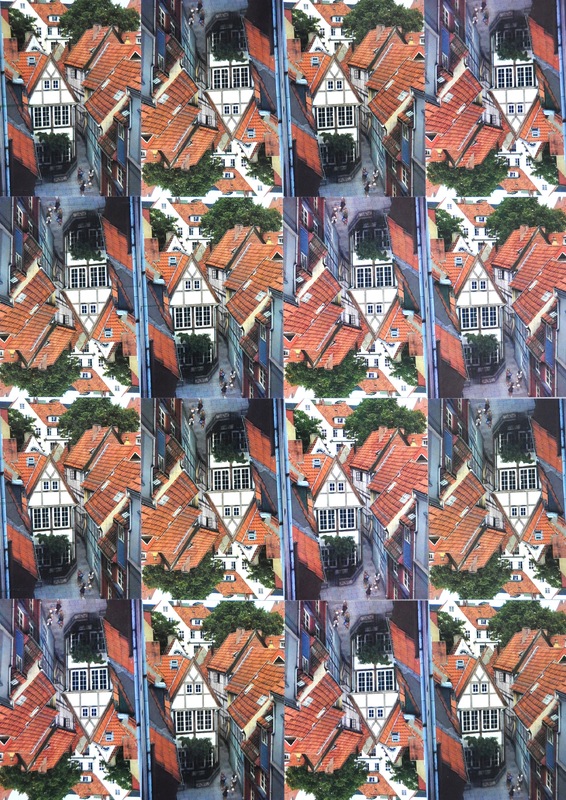 Uwe Poth - Bremen, 1998, postcard assemblage on aluminium