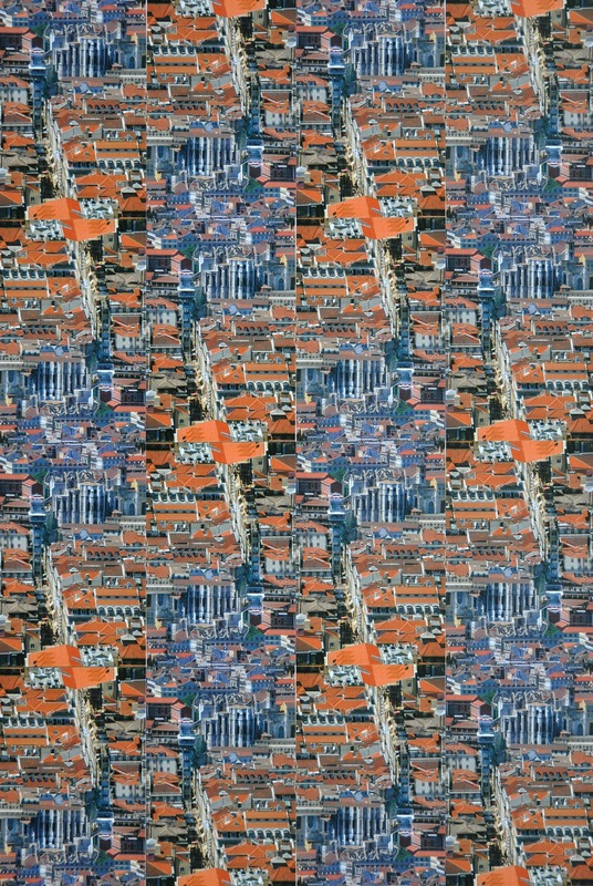 Uwe Poth - Lissabon, 2000, postcard assemblage on aluminium