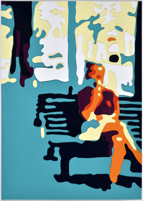 Konrad Winter - Ein Eis, 2025, automobile paint on paper / collage