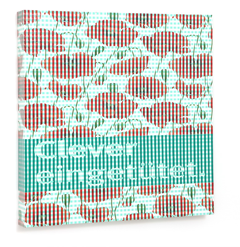 Petra Scheibe Teplitz - Clever eingetütet (aus der Serie "Torffrei"), 2018, Holz, Acrylfarbe, Plastiktüte, Firnis