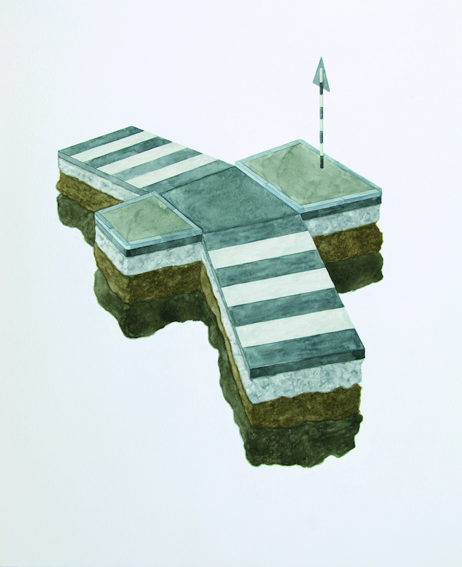 Steve Johnson - Zebra crossing II, 2009, watercolor on paper