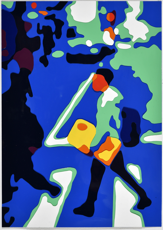 Konrad Winter - Kreuzung, 2025, automobile paint on paper / collage