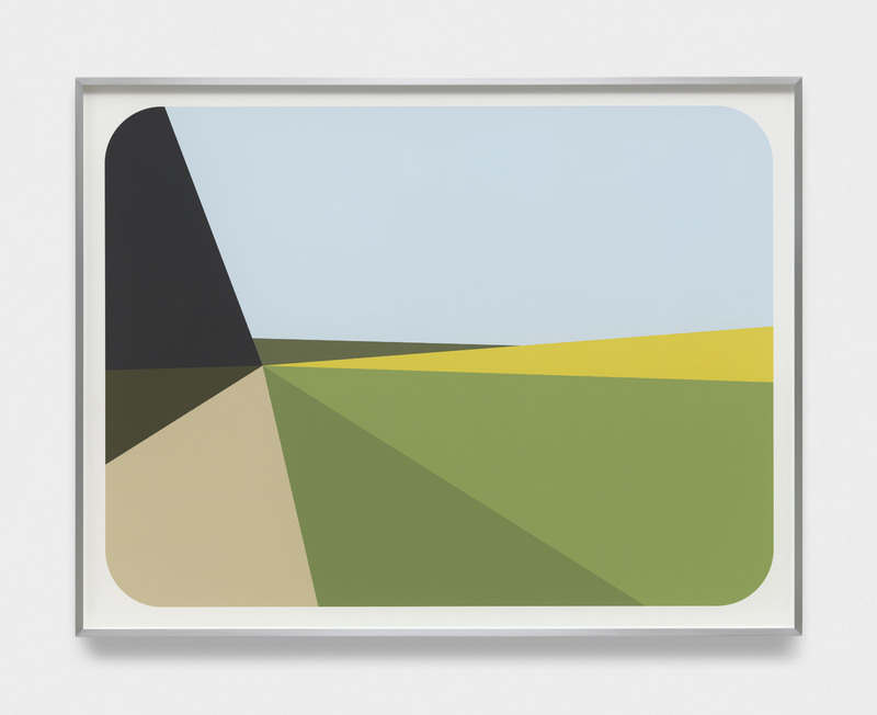 Julian Opie - Landscape 17, 2023, inkjet on Photo Rag Ultra Smooth 305gsm paper, back mounted with 3mm Dibond and presented in brushed aluminium frames specified by the artist