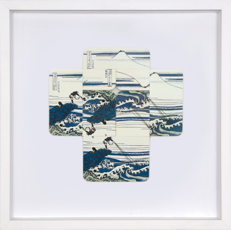Albrecht Wild - Ukiyo-e IX (Hokusai 3_2), 2024, cardboard collage (workgroup beermats)