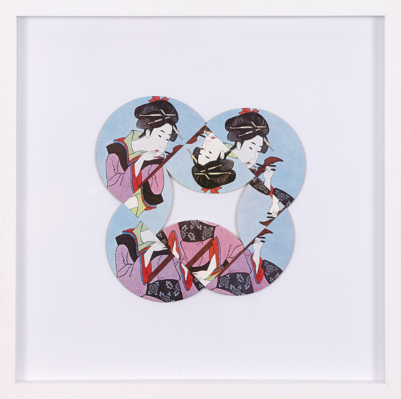Albrecht Wild - Ukiyo-e XLIXVIII (Utamaro 23_1), 2021, cardboard collage (workgroup beermats)