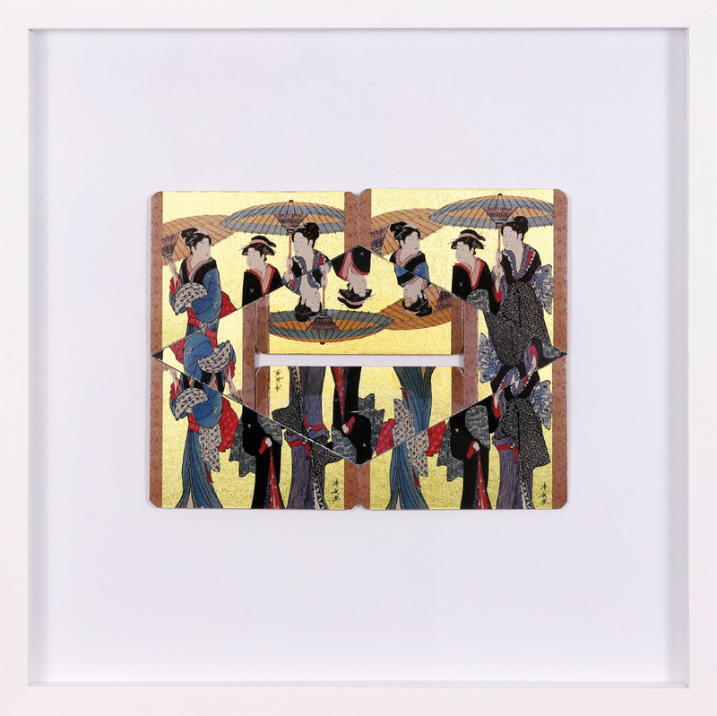 Albrecht Wild - Ukiyo-e XLIXI (Torii-Kiyonagu ? 1_1),, 2020, cardboard collage (workgroup beermats)
