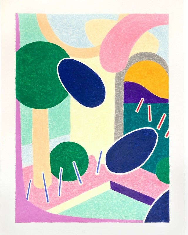 Leonard Korbus - hortus_conclusus_04, 2023, Ölpastell auf Büttenpapier