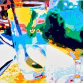 Konrad Winter - Cocktail am Römer, 2020, Autolack auf Aluminium, manuelle Malerei