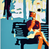 Konrad Winter - Ein Eis, 2025, Autolack auf Papier / Collage