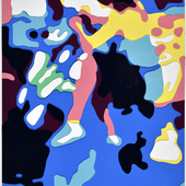 Konrad Winter - Im Café, 2025, Autolack auf Papier / Collage