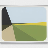 Julian Opie - Landscape 17, 2023, inkjet on Photo Rag Ultra Smooth 305gsm paper, back mounted with 3mm Dibond and presented in brushed aluminium frames specified by the artist