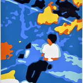 Konrad Winter - Parkbank, 2025, Autolack auf Papier / Collage