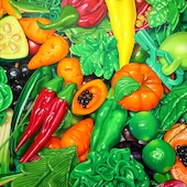 Günter Beier - Tischtuchbeschwerer und Kühlschrankmagnete, 2015, Öl auf Leinwand