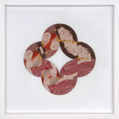 Albrecht Wild - Ukiyo-e XLVII (Yoshihito 1_1), 2020, cardboard collage (workgroup beermats)