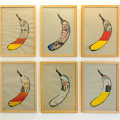 Thomas Baumgärtel - Unsere Bananenrepublik (aus der Serie "gefüllte Bananen"), 1999, collage. spray paint on paper