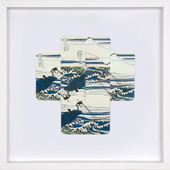 Albrecht Wild - Ukiyo-e IX (Hokusai 3_2), 2024, cardboard collage (workgroup beermats)