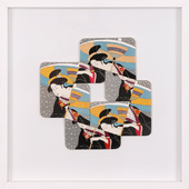 Albrecht Wild - Ukiyo-e XIII (Utamaro 5_1), 2016, cardboard collage (workgroup beermats)